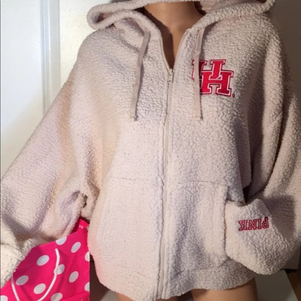 Nice cozy Pink Victoria Secret collegiate Medium collection Sherpa sweater.